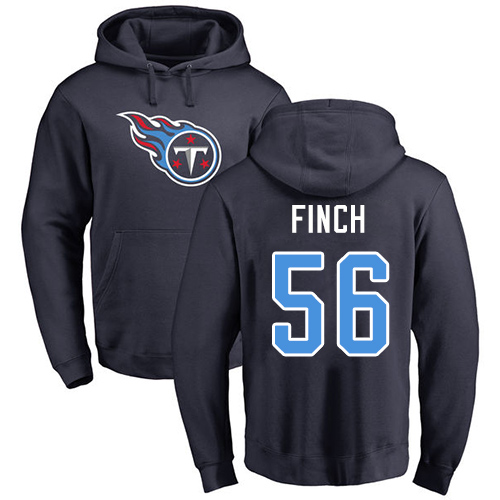 Tennessee Titans Men Navy Blue Sharif Finch Name and Number Logo NFL Football #56 Pullover Hoodie Sweatshirts->nfl t-shirts->Sports Accessory